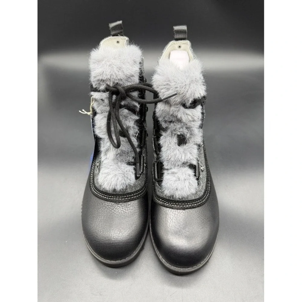 Jambu Turin Waterproof Black Grey Wool Faux Fur Winter Boots‎ J2TRN01 Womens 6.5